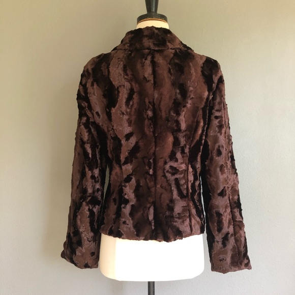 90s 2000s Crushed Brown Velvet Vintage Coat M - Picture 3 of 4